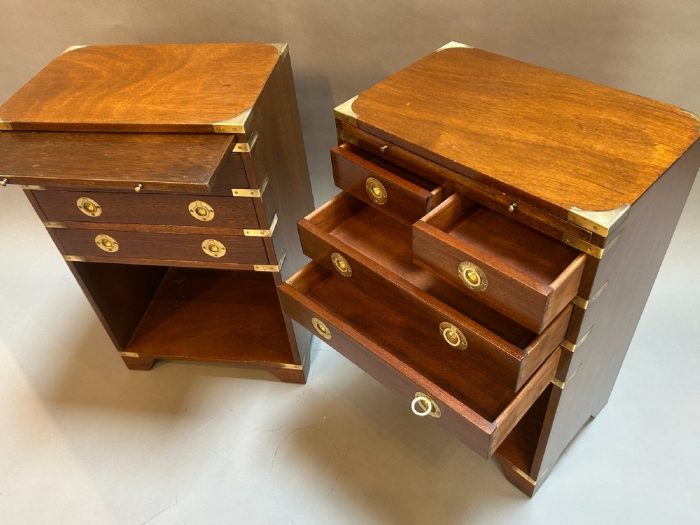Pair Campaign Style Bedside Chests View III