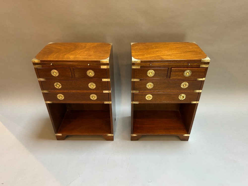 Pair Campaign Style Bedside Chests View V