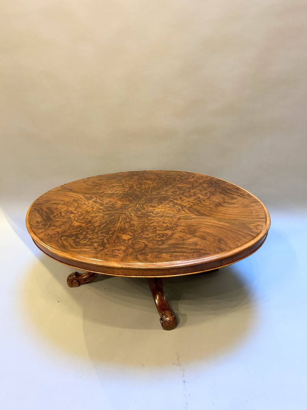 Victorian Figured Walnut Oval Coffee Table