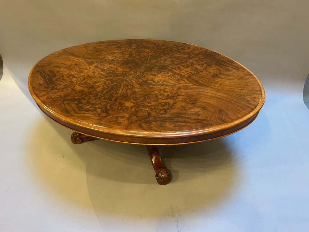 Victorian Figured Walnut Oval Coffee Table View II