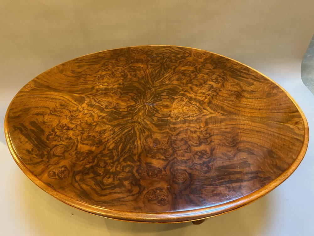 Victorian Figured Walnut Oval Coffee Table View III