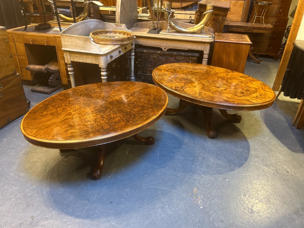 Victorian Figured Walnut Oval Coffee Table View V