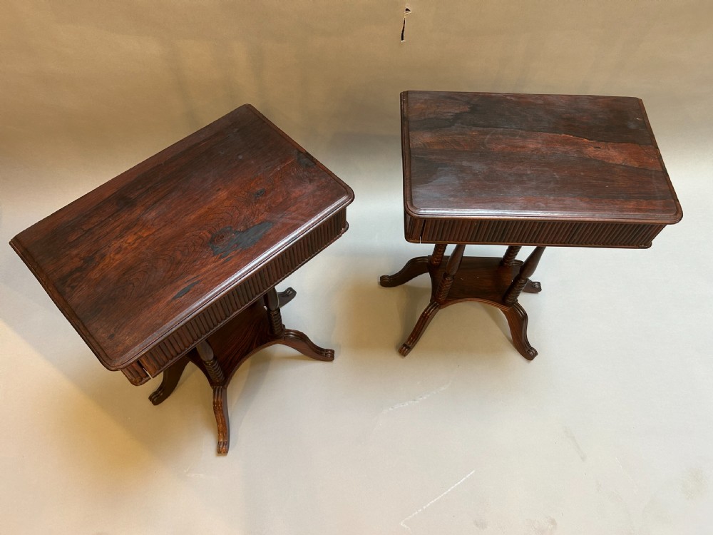 Pair Continental Rosewood Bedside Tables View II