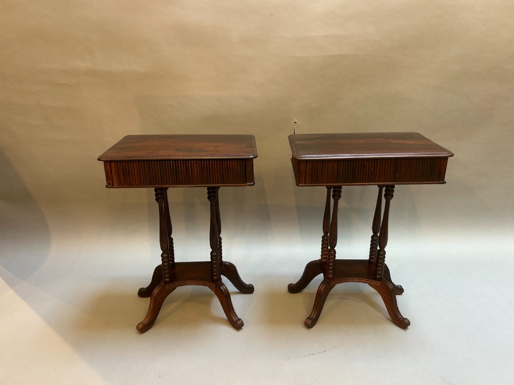 Pair Continental Rosewood Bedside Tables View III