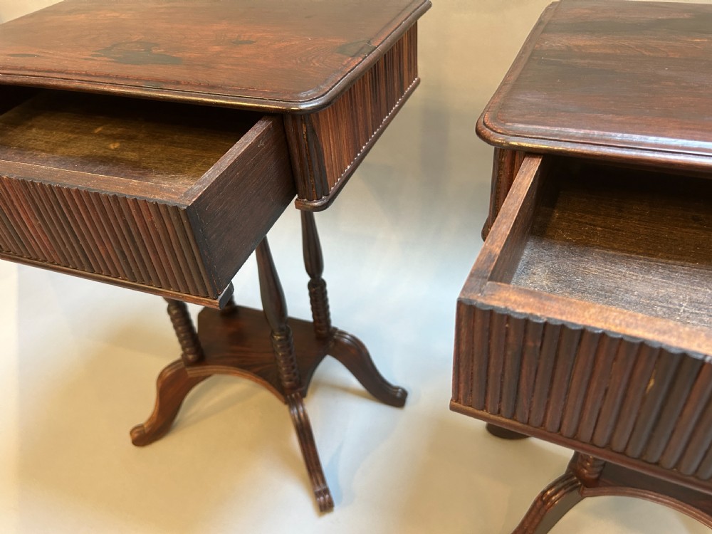 Pair Continental Rosewood Bedside Tables View IV