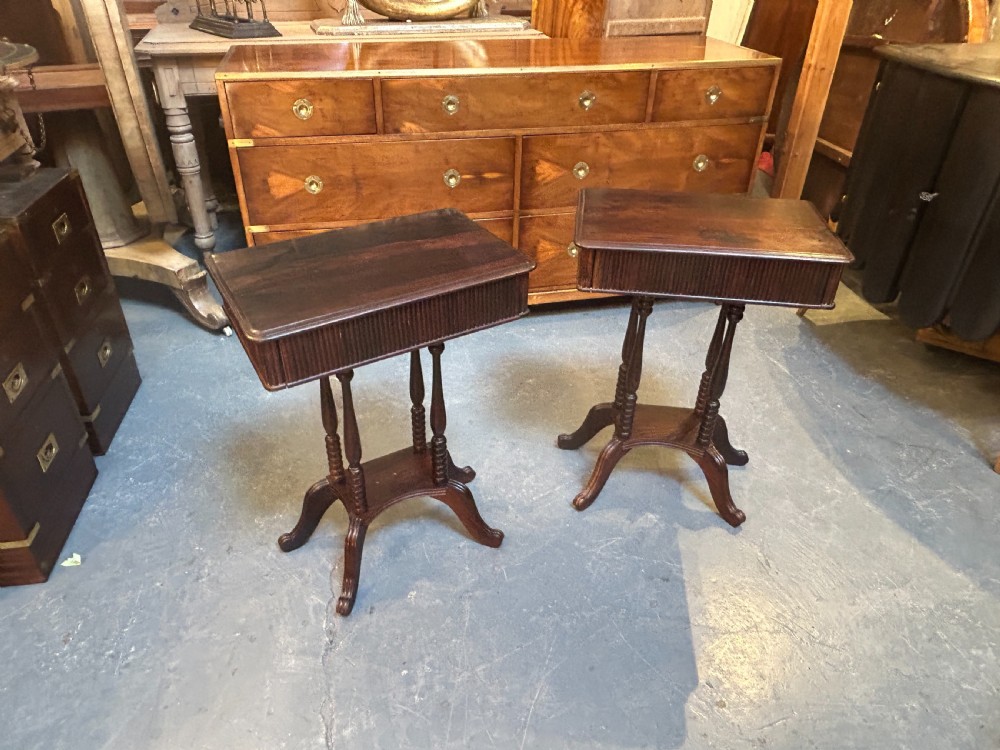 Pair Continental Rosewood Bedside Tables View V