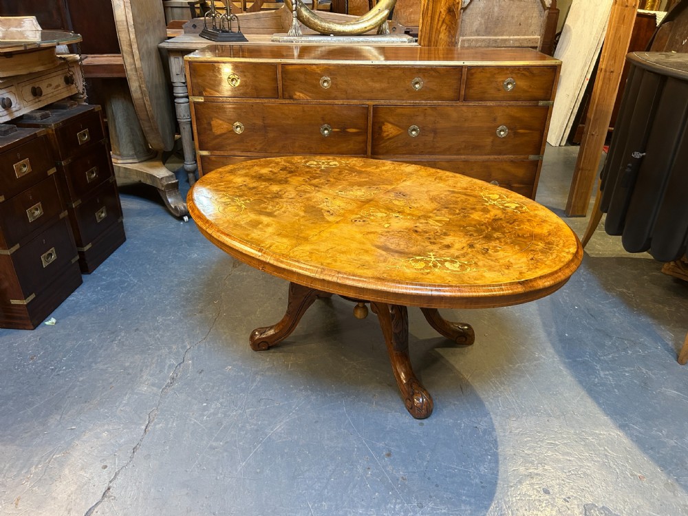 Victorian Oval Walnut Coffee Table View VII