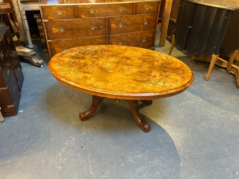 Victorian Oval Walnut Coffee Table View X