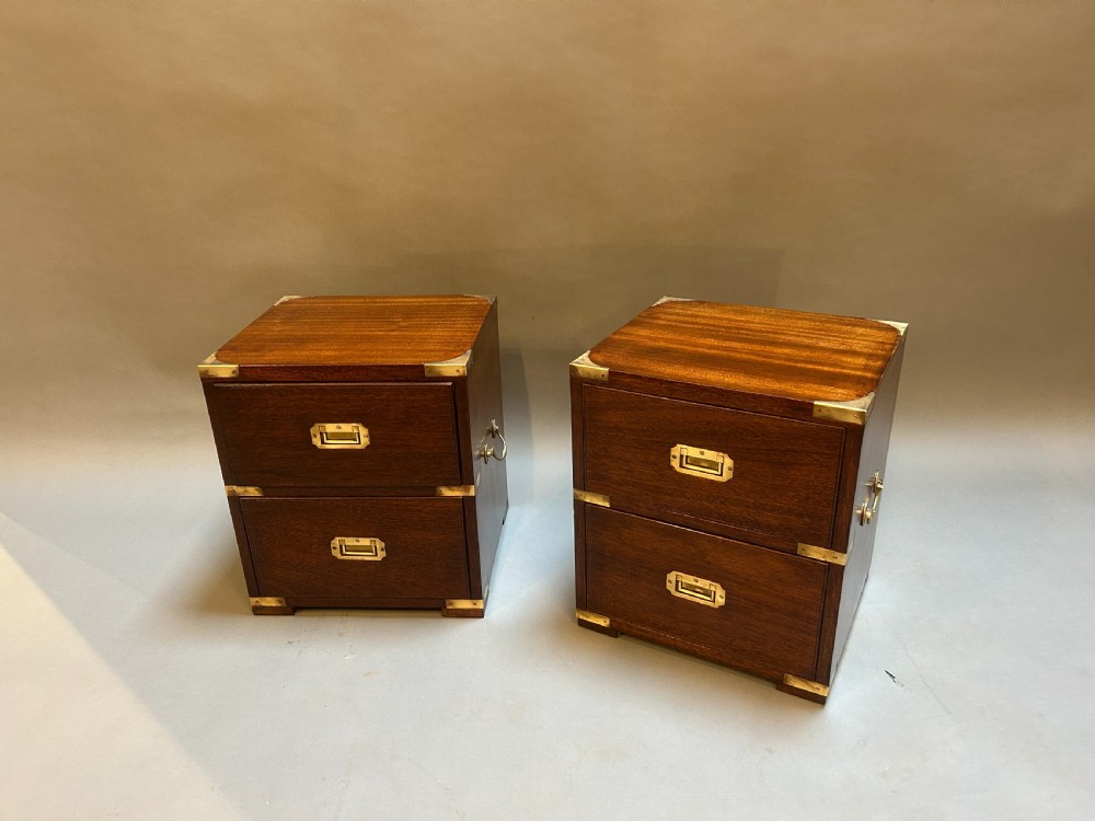 Pair vintage Campaign Bedside Chests