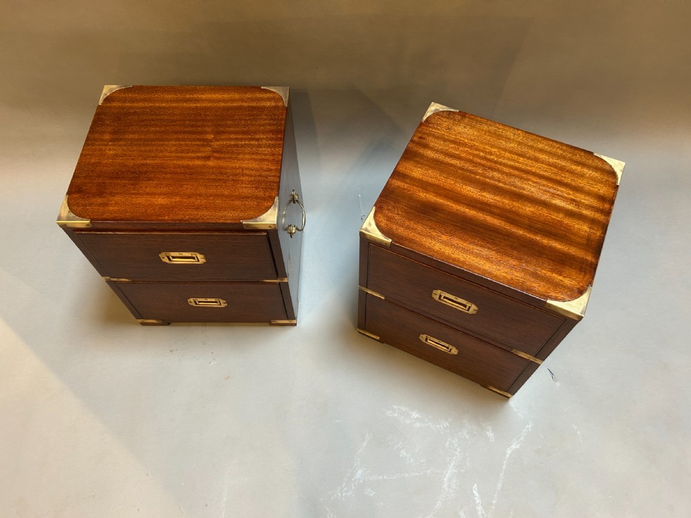 Pair vintage Campaign Bedside Chests View II