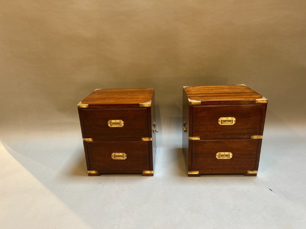 Pair vintage Campaign Bedside Chests View III