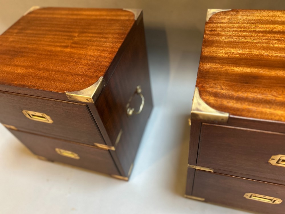Pair vintage Campaign Bedside Chests View IV