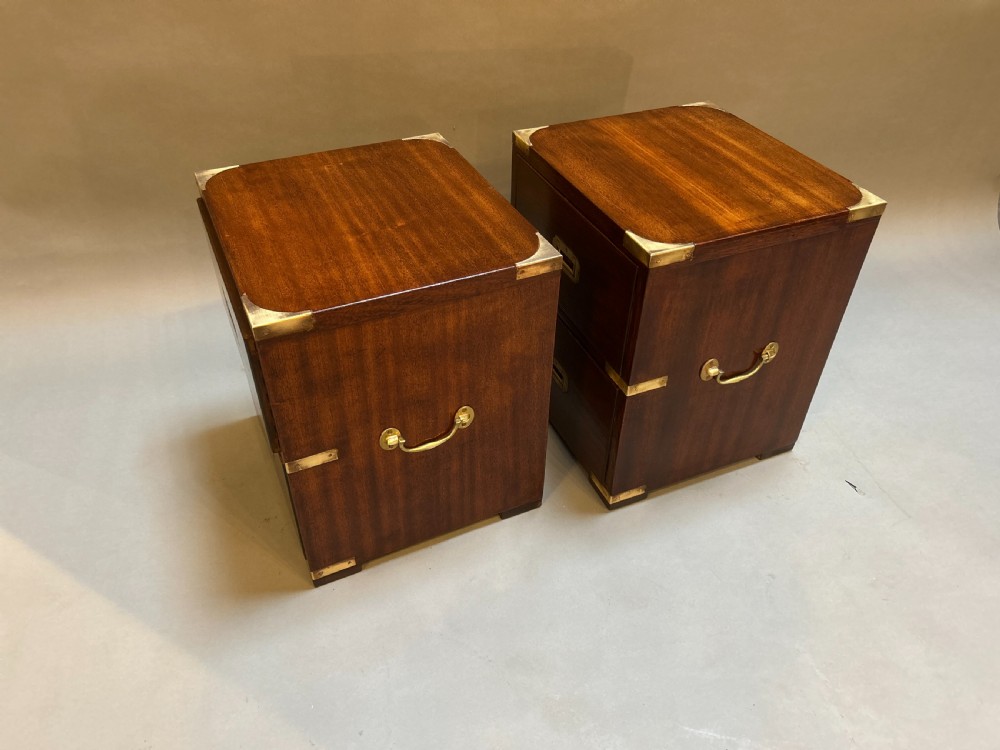 Pair vintage Campaign Bedside Chests View VI