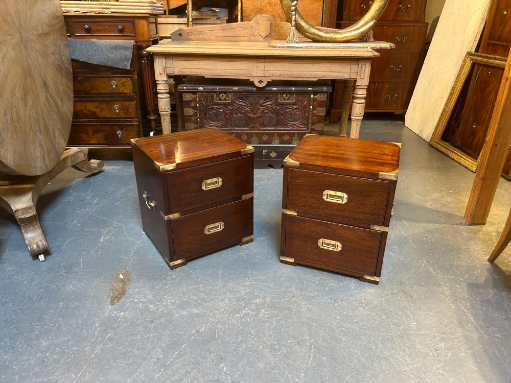 Pair vintage Campaign Bedside Chests View VII