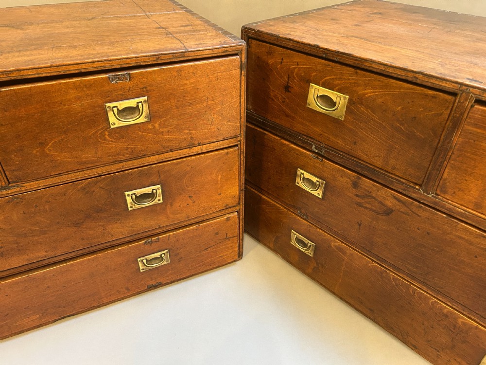 Pair Colonial Campaign  Chest Of Drawers View III