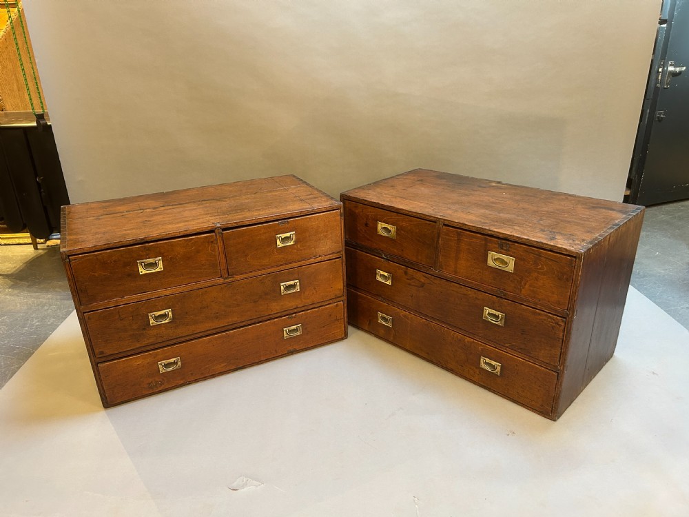 Pair Colonial Campaign  Chest Of Drawers View V