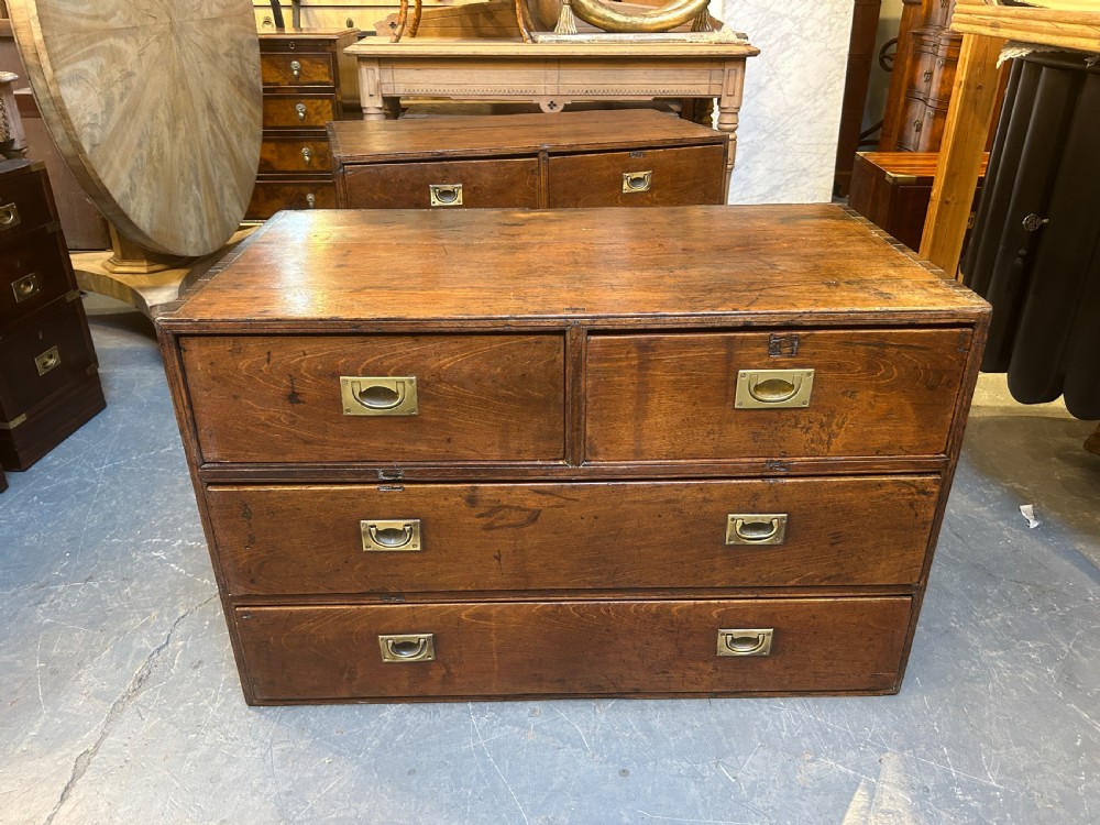 Pair Colonial Campaign  Chest Of Drawers View XII