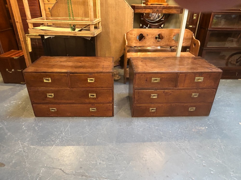 Pair Colonial Campaign  Chest Of Drawers View XIV