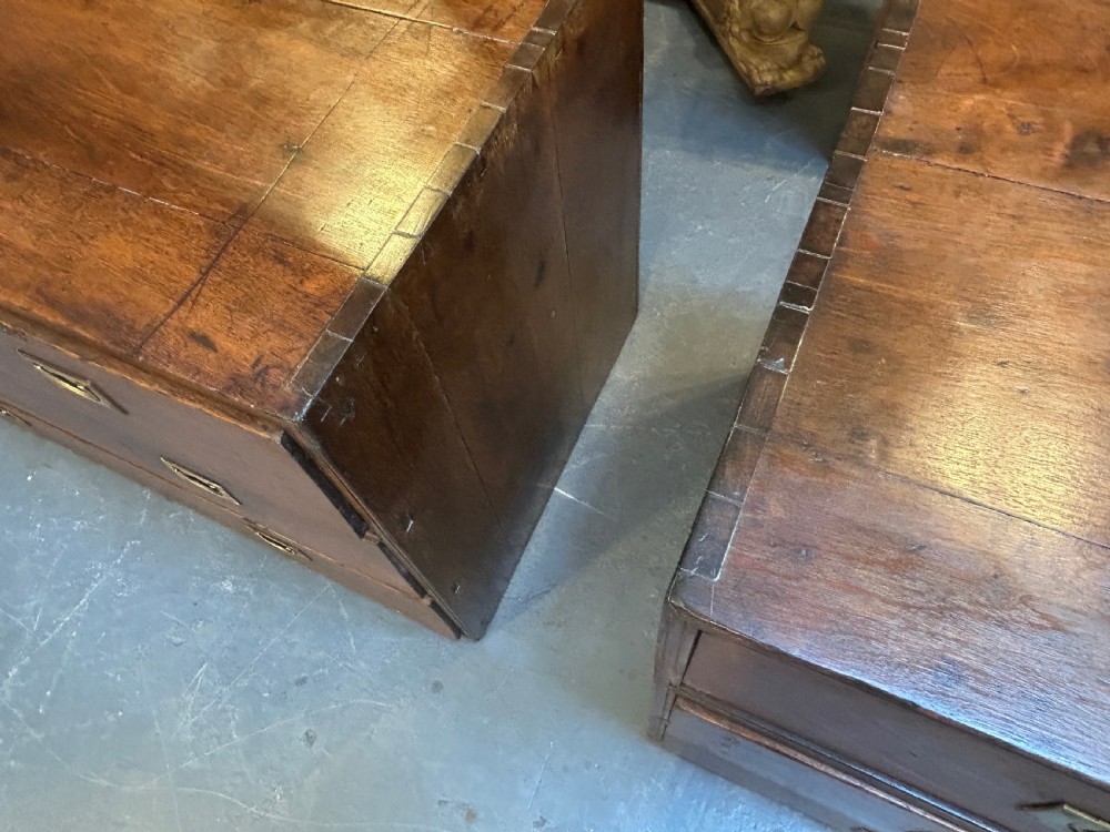 Pair Colonial Campaign  Chest Of Drawers View XV