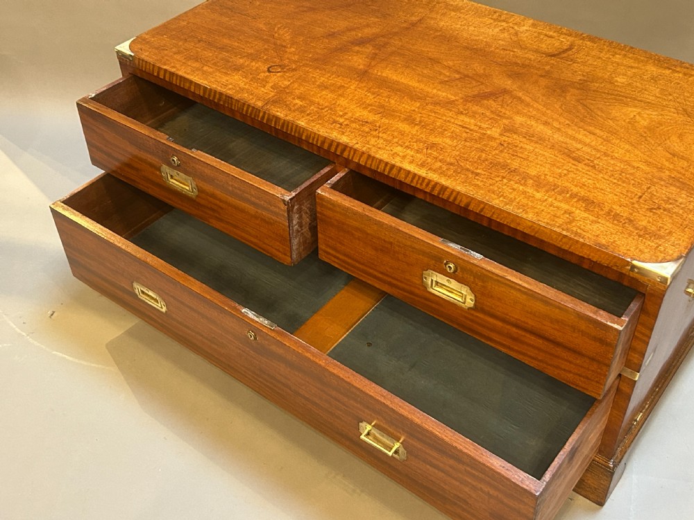 C19th Campaign Low Chest Of Drawers View III