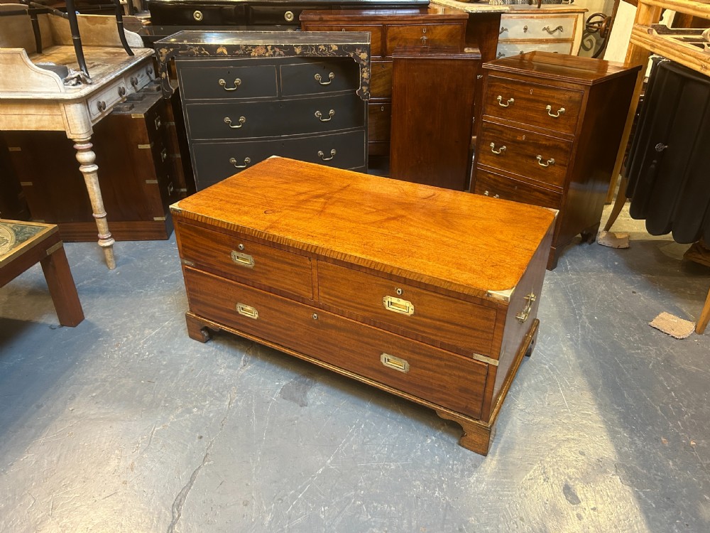 C19th Campaign Low Chest Of Drawers View VIII