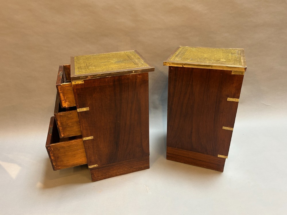 pair antique campaign bedside chests View VI