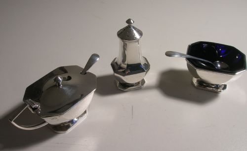 Art Deco Silver Condiment Set Birmingham 1933