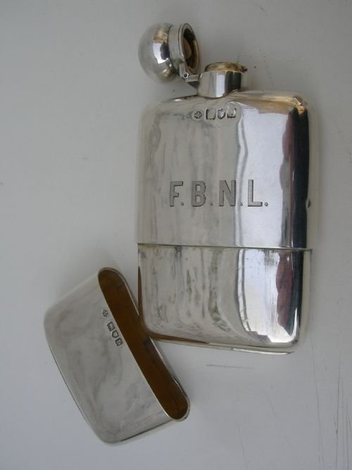 Victorian Silver Hip Flask London 1897