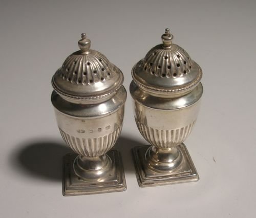 Pair of Victorian Silver Urn Pepperpots 1892/3
