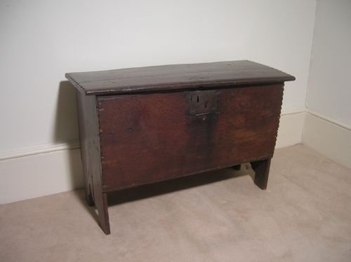 Small 17th Century Six Plank Oak Chest