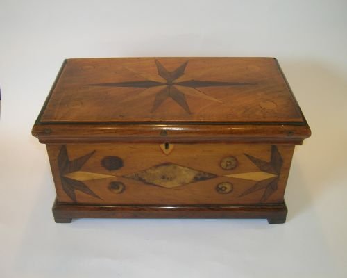 19th C.sample Wood Display Box with Parquetry Inlay