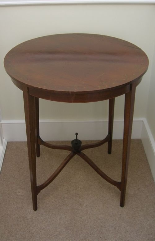 Round Inlaid and Painted Tea Table