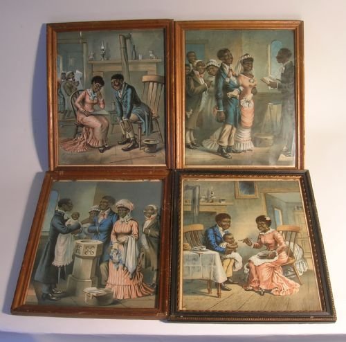 Four 19th Century Black Americana Chromolithograph Prints