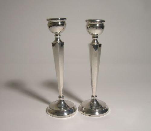 Pair of Art Deco Silver Candlesticks