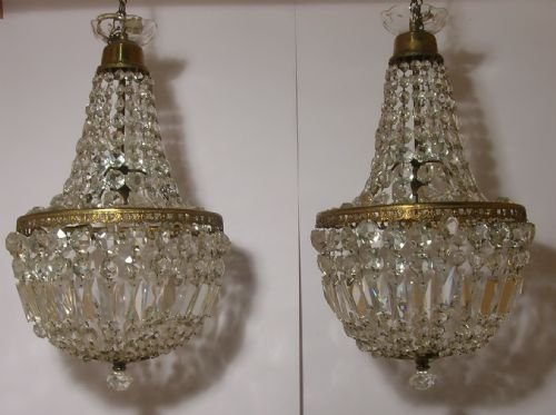 Pair of Crystal Glass Purse Chandeliers