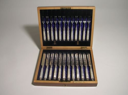Set of 12 Silver Fruit Knives and Forks