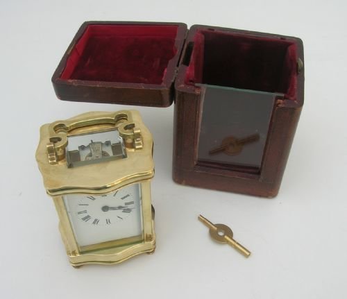 8 Day Brass Carriage Clock with Case and Key