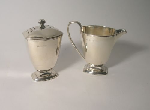 Art Deco Silver Sugar Sifter and Cream Jug