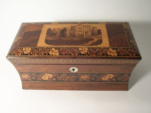 Tunbridge Ware and Rosewood Tea Caddy