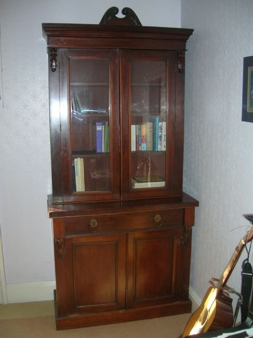 Victorian Mahogany Glazed Bookcase Cabinet