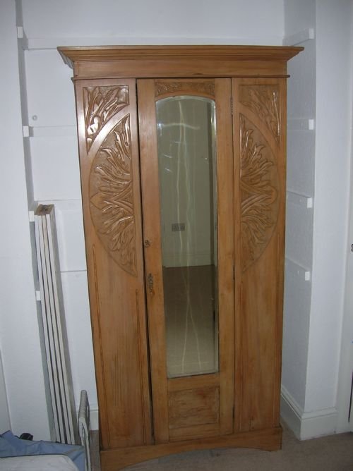Victorian Pine Wardrobe "Art Nouveau"