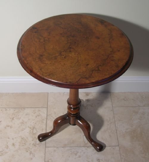 Burr Walnut Tripod Side Table