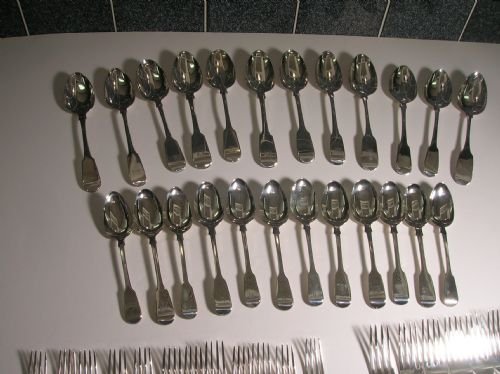 fig 1. Mixed Set of 19th Century Silver Cutlery or Flatware