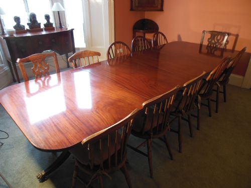 Twin Pedestal Mahogany Dining Table 12 Seater