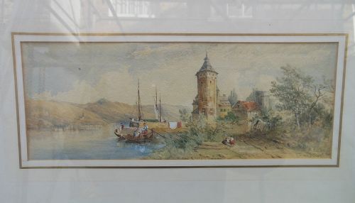 A Victorian Watercolour "On the Rhine" Signed by Emma Oliver (1819-1885)