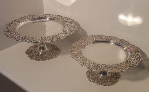 Pair of Graduated Silver Tazzas or Comports