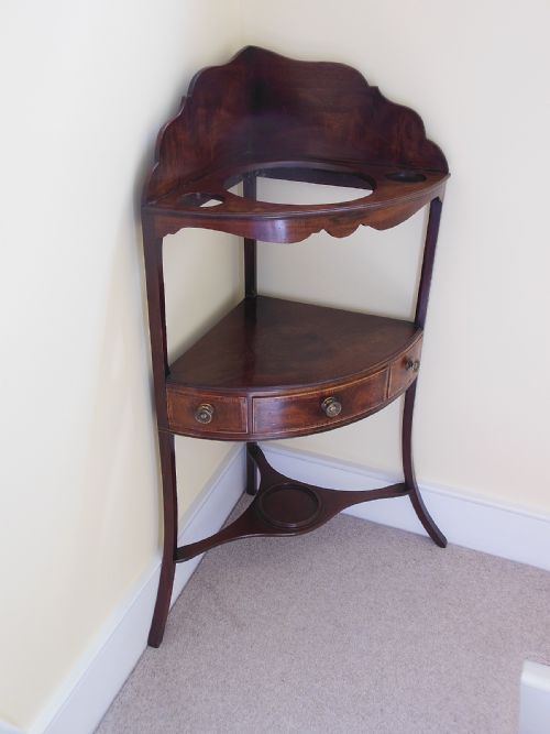 Georgian Mahogany Corner Washstand