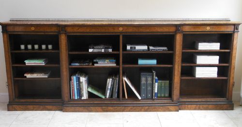 fig 1. Breakfront Burr Walnut Inlaid Bookcase