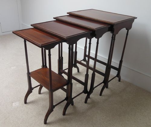 fig 1. Edwardian Mahogany Inlaid Nest of Four Tables