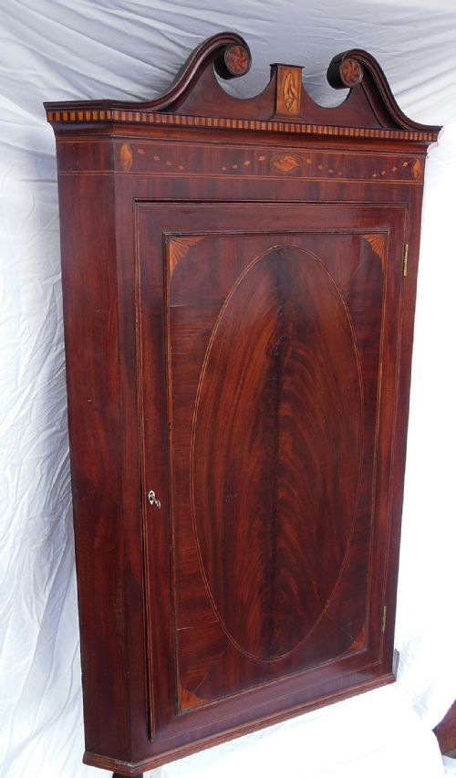 Georgian Inlaid Mahogany Corner Cabinet